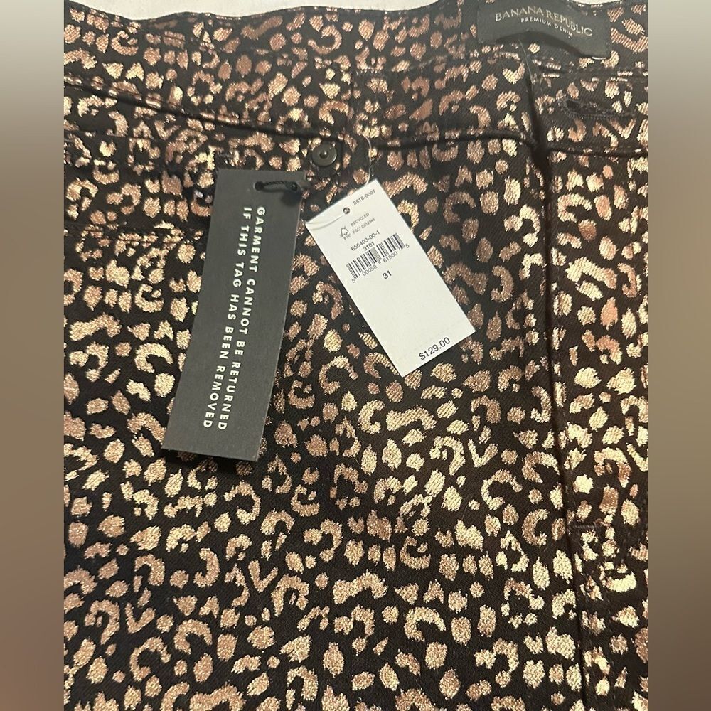 Banana Republic Mid Rise Stretch Metallic Skinny Ankle Jeans Rose Gold L… - Picture 9 of 9
